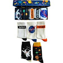 Socks And More Uzay Desenli 5'li Çorap Kutusu Unisex Renkli