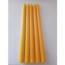 Qosrix 5'li Sarı Şamdan Mumu 1. Kalite Doğal Kokulu Uzun Çubuk Konik Mum