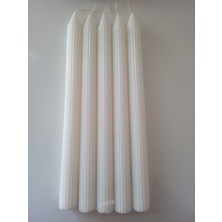 Qosrix 5'li Beyaz Şamdan Mumu 1. Kalite Doğal Kokulu Uzun Çubuk Konik Mum