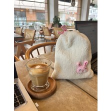 Sumicorn Design Sevimli Pembe Tavşan Peluş Pötikareli Astarlı Büzgülü İpli Düzenleyici Kese Makyaj Çantası