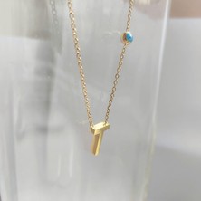 Devi Fashion Çelik Nazar Boncuklu T Harfi Kolye