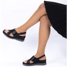 Twoegoist Kadın Hakiki Deri Rahat Dolgu Topuklu Anatomik Hafif Günlük Sandalet