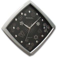 Regal 0434 SB Basamaklı Köşeli Çiçekli Kadran Duvar Saatı