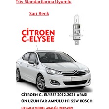 Bosch  Citroen C- Elysee Uyumlu 2012-2021 Arası Ön Uzun Far Ampülü Sarı 55W