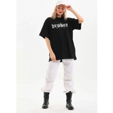 Style Of Angels Unisex Baskılı Oversize T-Shirt - Siyah