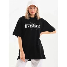 Style Of Angels Unisex Baskılı Oversize T-Shirt - Siyah