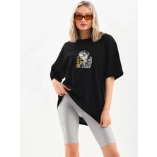 Style Of Angels Unisex Baskılı Oversize T-Shirt - Siyah