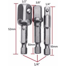 Tang Shopping 3 Adet/grup 50MM Krom Vanadyum Çelik Soket Adaptörü Hex Shank 1/4 "3/8" 1/2" Uzatma Matkap Uçları Bar Altıgen Uç Seti Elektrikli El Aletleri (Yurt Dışından)