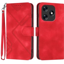 BDT Market Tecno Spark 10 4g Için Kılıf Kart Yuvası Standlı Flip Cüzdan Pu Deri Manyetik Kapak (Yurt Dışından)