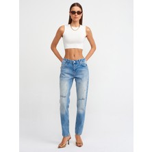 Dilvin 71440 Düşükbel Comfort Likra Denim Pantolon-Mavi