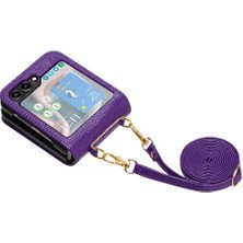 Manyi Market Telefon Kılıfı Için Samsung Galaxy Z Flip 5 Cüzdan Flip Folio Litchi Desen Pu (Yurt Dışından)