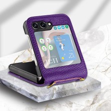 Manyi Market Telefon Kılıfı Için Samsung Galaxy Z Flip 5 Cüzdan Flip Folio Litchi Desen Pu (Yurt Dışından)