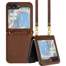Manyi Market Telefon Kılıfı Için Samsung Galaxy Z Flip 5 Cüzdan Flip Folio Litchi Desen Pu (Yurt Dışından)