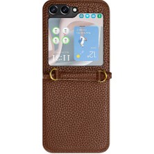 Manyi Market Telefon Kılıfı Için Samsung Galaxy Z Flip 5 Cüzdan Flip Folio Litchi Desen Pu (Yurt Dışından)