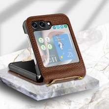 Manyi Market Telefon Kılıfı Için Samsung Galaxy Z Flip 5 Cüzdan Flip Folio Litchi Desen Pu (Yurt Dışından)