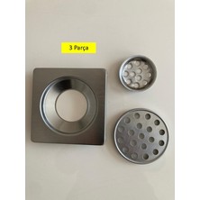 Buycobox Yer Sifonu Süzgeci Kapağı Paslanmaz Metal 3 Parça Süzgeçli, Duş Süzgeci Kapağı Gider Kapağı 10X10 cm