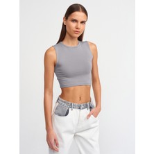 Dilvin 30125 Crop Top-Gri