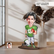 Bk Gift Kişiye Özel Amerikan Futbolu Karikatürlü Büyük Boy Ahşap Biblo-2 , Arkadaşa Hediye , Sevgiliye Hediye, Kişiye Özel Biblolar