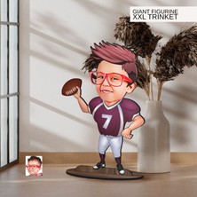 Bk Gift Kişiye Özel Amerikan Futbolu Karikatürlü Büyük Boy Ahşap Biblo-3, Arkadaşa Hediye , Sevgiliye Hediye, Kişiye Özel Biblolar