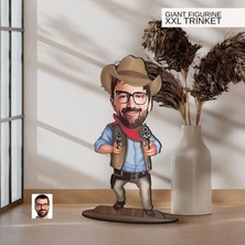 Bk Gift Kişiye Özel Kovboy Karikatürlü Büyük Boy Ahşap Biblo-1 Arkadaşa Hediye , Sevgiliye Hediye, Kişiye Özel Biblolar