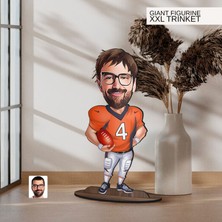 Bk Gift Kişiye Özel Amerikan Futbolu Karikatürlü Büyük Boy Ahşap Biblo-1 , Arkadaşa Hediye , Sevgiliye Hediye, Kişiye Özel Biblolar