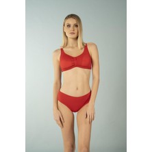 Estiva Luplu Toparlayıcı Yüksek Bel Büyük Beden Bikini Takımı - Kırmızı