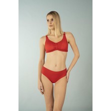 Estiva Luplu Toparlayıcı Yüksek Bel Büyük Beden Bikini Takımı - Kırmızı