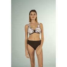 Estiva Desenli Luplu Toparlayıcı Bikini Takımı - Kahverengi