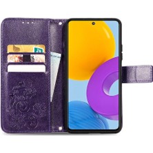 SZY Mall Samsung Galaxy M52 5g Dört Yapraklı Yonca Deri Kılıf Kısa Kayış (Yurt Dışından)