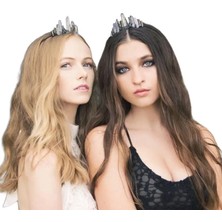 Qiuhong Shop No.12 Boyutu El Yapımı Sahte Ham Kristal Kafa Kuvars Siyah Ay Gelin Alaşım Tiara Taç Bayanlar Düğün Parti Gelin Jewely Headdress (Yurt Dışından)