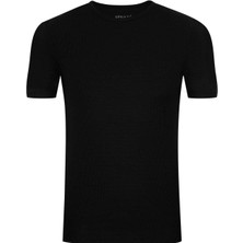 Süvari TS1014000221 O Yaka Slim Fit Petek Desenli Siyah Erkek T-Shirt