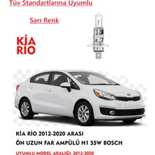 Bosch Kia Rio 2012-2020 Arası Uyumlu Ön Uzun Far Ampülü Sarı 55W