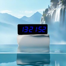 Sanec Saniyeli Dijital LED Duvar ve Masa Saat ve Derece - Mavi (Kasa Ölçüsü: 15X50 Cm)