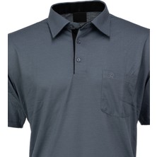 Oppland Erkek Cepli Kısa Kollu Düz Renk Normal Kesim Pamuklu Kumaş Gömlek Yaka T-Shirt