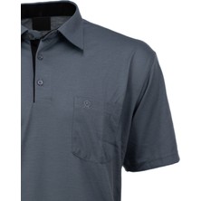 Oppland Erkek Cepli Kısa Kollu Düz Renk Normal Kesim Pamuklu Kumaş Gömlek Yaka T-Shirt