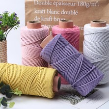 Haicheng Shop Bej Tarzı 3mm Pamuk Kordon Renkli Halat Kordon Bej Bükülmüş Makrome Kordon Dize Dıy Craft Ev Tekstili Düğün Dekoratif Tedarik 110 Yards (Yurt Dışından)