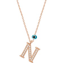 Serra Jewels Gümüş Nazar Rose N Harfi Kadın Kolye