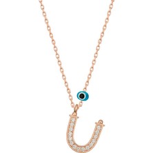 Serra Jewels Gümüş Nazar Rose Ü Harfi Kadın Kolye
