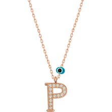 Serra Jewels Gümüş Nazar Rose P Harfi Kadın Kolye