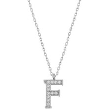 Serra Jewels Gümüş Rodyum F Harfi Kadın Kolye