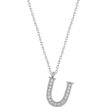 Serra Jewels Gümüş Rodyum U Harfi Kadın Kolye