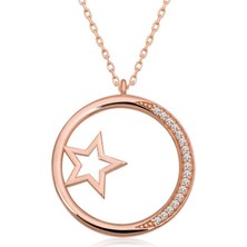Serra Jewels Gümüş Rose Yıldız Detaylı Halka Kadın Kolye