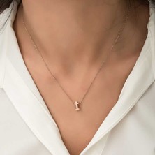 Serra Jewels Gümüş Rose 3 Boyutlu İ Harf Bayan Kolye