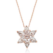 Serra Jewels Gümüş Rose Beyaz Lotus Çiçeği Kolye