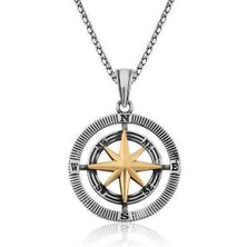 Serra Jewels Gümüş Pusula Unisex Kolye