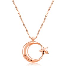 Serra Jewels Gümüş Rose Ay Yıldız Bayan Kolye