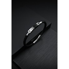 Frnch 316L Çelik Italyan Model Gümüş-Siyah Renk Erkek Bileklik FRJ12125-3125-B2