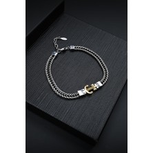 Frnch 316L Çelik Italyan Model Çapa Figürlü Gümüş-Altın Renk Erkek Bileklik FRJ12130-3130-A2G