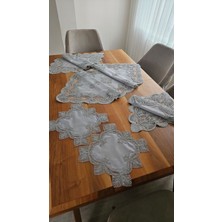 Zesa Home Keten Gardenya Üzerine Ağar Güpürlü Lüx Salon Takımı 5 Parça