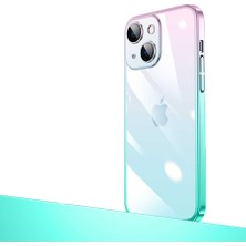 Lofy Apple iPhone 14 Plus - Uyumlu Parlak Renk Geçişli Kamera Korumalı Senkron Kapak-Pembe-Mavi